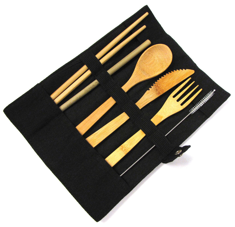 Reusable 100% Bamboo Cutlery Kit with Storage Bag - 20 Kits | Revo ...