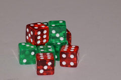 Large Dice Clear (Green & Red) 12ct