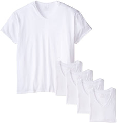 T-Shirts Wht V-Neck 5 Xtra-Long 6ct