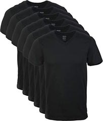 T-Shirts Blk V-Neck 1 LG (Long) 6ct