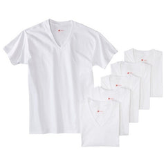 T-Shirts Wht V-Neck 6 Xtra-Long 6ct